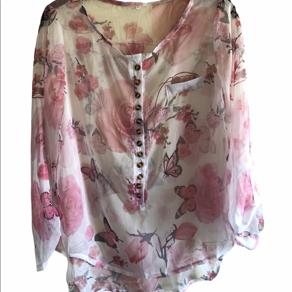 No brand sheer floral top